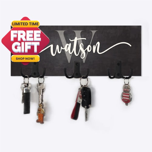 Last Name Key Holder for Wall Personalized Family Name Sign Etsy