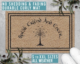 Speak Friend and Enter Doormat Welcome Mat Funny Door Mat Movie TV Show Mat Housewarming Gift All Weather Durable Curly Mat SM0093