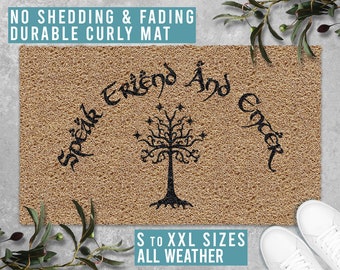 Speak Friend and Enter Doormat Welcome Mat Funny Door Mat Housewarming Gift All Weather Durable Curly Mat SM0040