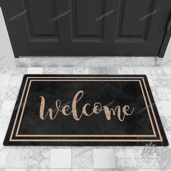 Framed Designed Black Door Mat Mat Etsy