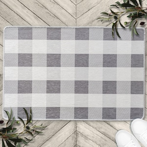 Buffalo Plaid Rug, Layering Rug Under Doormat, Buffalo Check Rug, Welcome Mat, Farmhouse Woven Outdoor Rug, Housewarming Gift LR01