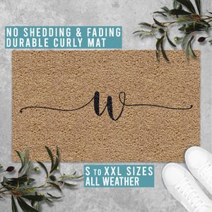 Monogram Family Name Initial Doormat Personalized Welcome Mat Funny Door Mat Housewarming Gift All Weather Durable Curly Mat SM0197
