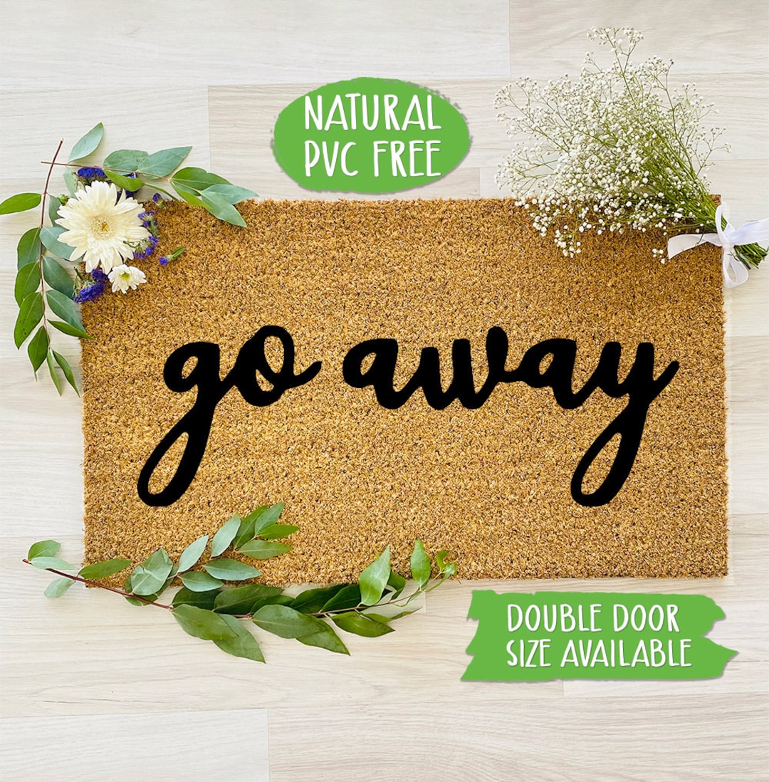 Go Away Doormat Funny Door Mat, Natural Eco Friendly Coir Latex Mat Funny Movie Doormat