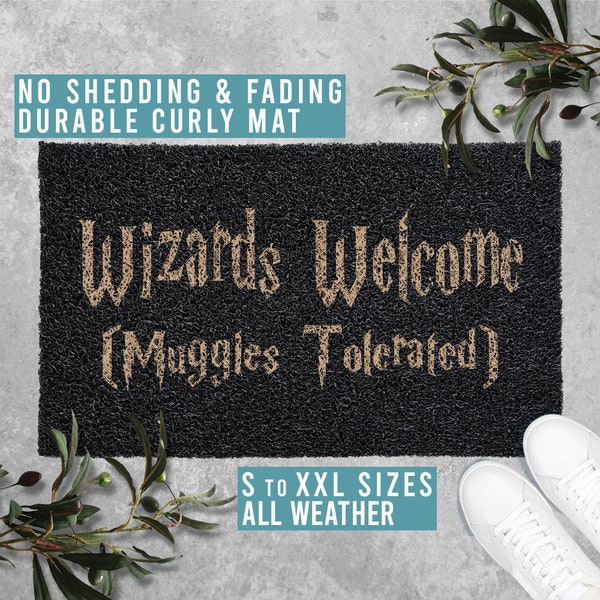 Wizards Welcome Muggles Tolerated Doormat Geeky Nerdy Funny Welcome Mat Magic Housewarming Gift All Weather Durable Curly Mat SM0105