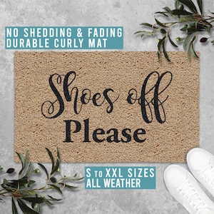 Shoes Off Please Doormat Funny Welcome Mat Housewarming Gift All Weather Durable Curly Mat SM0047