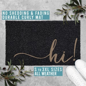 hi ! Doormat Hello Hi Howdy Boho Welcome Mat Funny Farmhouse Door Mat Housewarming Gift for Her Him Mom All Weather Durable Curly Mat SM0283