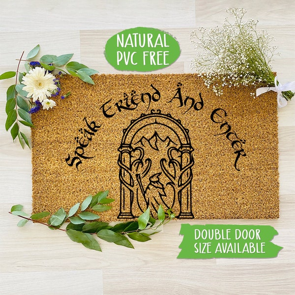 Speak Friend and Enter Doormat, Geek Nerd Funny Doormat, Welcome Mat, Farmhouse Outdoor Rug,Housewarming Gift CC373