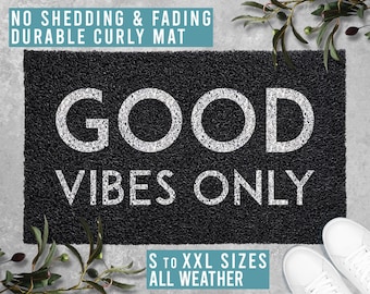 Good Vibes Only Doormat Welcome Mat Funny Door Mat Housewarming Gift All Weather Durable Curly Mat SM0011