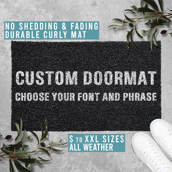 Custom Doormat Personalized Welcome Mat Outdoor Door Mat Housewarming Gift All Weather Durable Curly Mat SM0005