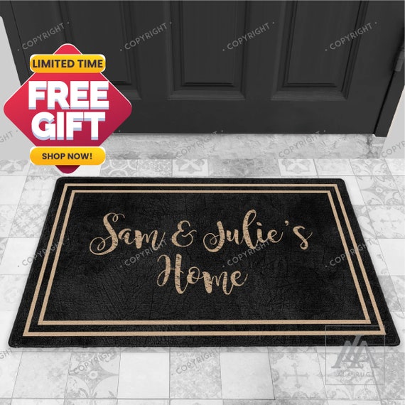 Family Home Framed Designed Black Indoor Doormat Welcome Mat