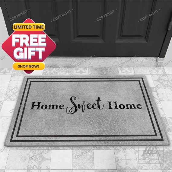 Home Sweet Home Framed Designed Gray Indoor Door Mat Welcome Mat  Housewarming Gift Custom Doormats Personalized Door Mat DM03-026 