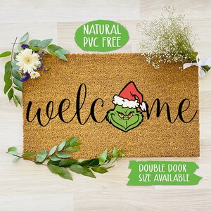 Welcome The Grinch Doormat, Merry Grinchmas Christmas Doormat, Funny Welcome Mat, Grinch Decoration, Christmas Door Mat, Holiday Gift CC120