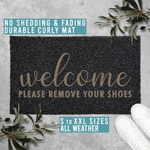 Welcome Please Remove Your Shoes Doormat Shoes Off Welcome Mat Funny Door Mat Housewarming Gift All Weather Durable Curly Mat SM0162