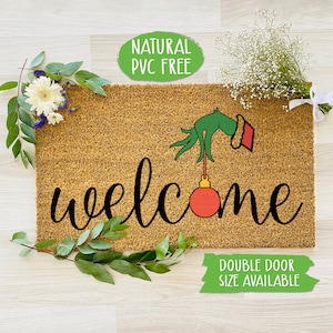 Welcome The Grinch Doormat, Merry Grinchmas Christmas Doormat, Funny Welcome Mat, Grinch Decoration, Christmas Door Mat, Holiday Gift CC121