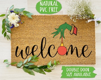Welcome The Grinch Doormat, Merry Grinchmas Christmas Doormat, Funny Welcome Mat, Grinch Decoration, Christmas Door Mat, Holiday Gift CC121