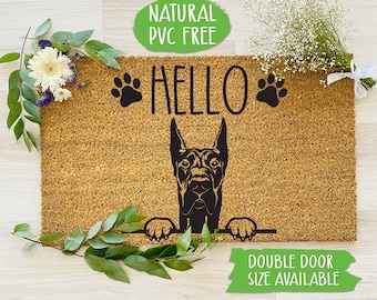 Hello Great Dane Paw Doormat Cat Dog Welcome Mat Funny Door Mat, Farmhouse Outdoor Custom Doormat, Housewarming Gift CC332