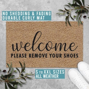 Welcome Please Remove Your Shoes Doormat Shoes Off Welcome Mat Funny Door Mat Housewarming Gift All Weather Durable Curly Mat SM0162