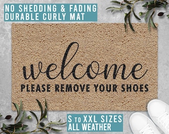 Welcome Please Remove Your Shoes Doormat Shoes Off Welcome Mat Funny Door Mat Housewarming Gift All Weather Durable Curly Mat SM0162