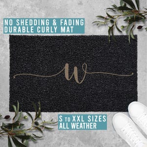 Monogram Family Name Initial Doormat Personalized Welcome Mat Funny Door Mat Housewarming Gift All Weather Durable Curly Mat SM0197