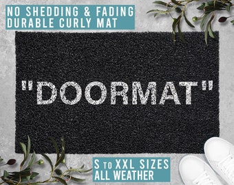 OFF Hype Black White Doormat Welcome Mat Funny Doormat Housewarming Gift All Weather Durable Curly Mat SM0002