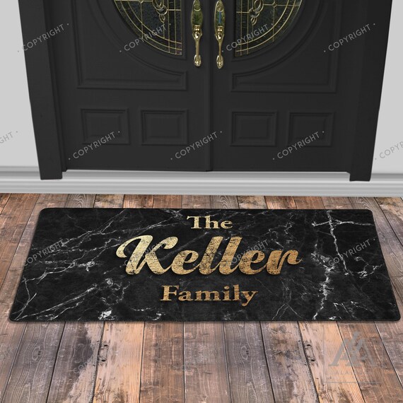 The Famiy Name Xl Doormats Double Door Doormat Black Marble Welcome Mat Housewarming Gift Custom Doormats Personalized
