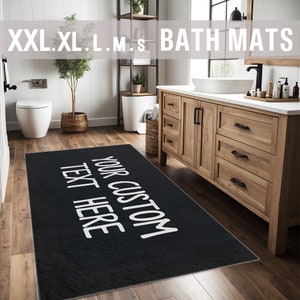 Grappige badmat met tekst Grappige badkamertapijt Badkamerdecor badkleed zwart wit badmat BM006