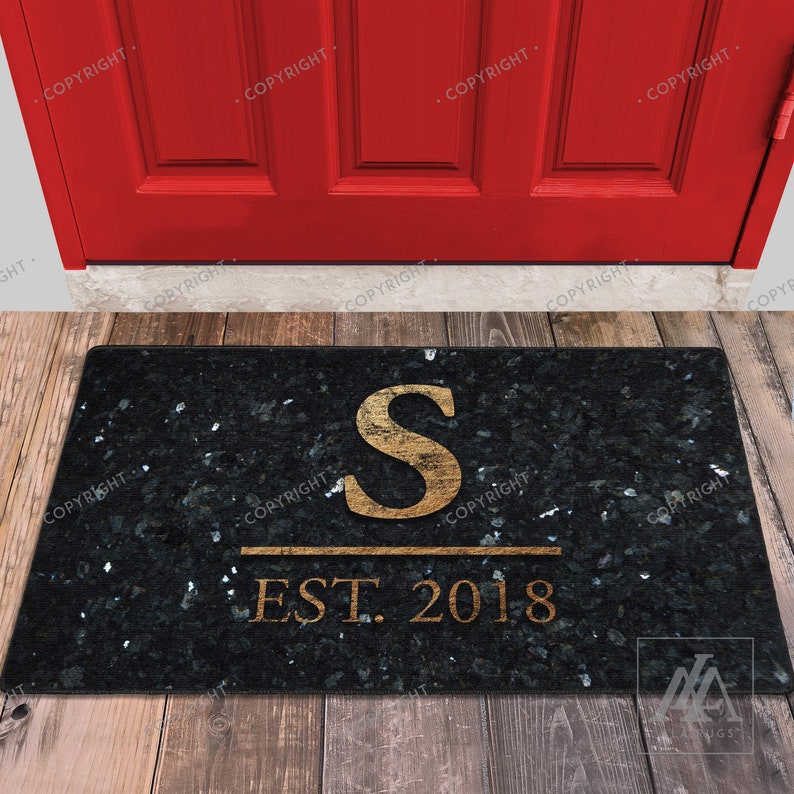 Family S Est Doormat Granite Look Door Mat Welcome Mat Funny Doormats Custom Doormat Housewarming Gift Personalized Door Mat Closing Gift