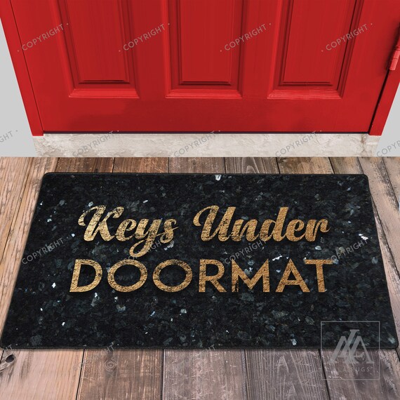 Keys Under Doormat Granite Look Door Mat Welcome Mat Funny Doormats Custom Doormat Housewarming Gift Personalized Door Mat Closing