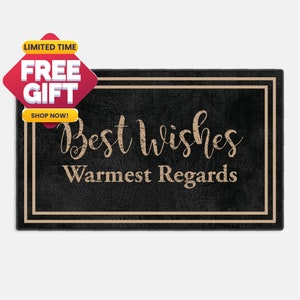 Best Wishes Warmest Regards Floral Framed Neon Door Mat, Welcome Mat, Housewarming Gift, Funny Doormat, Door Mat 011
