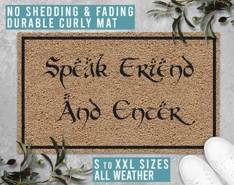 Speak Friend and Enter Doormat TV Show Movie Welcome Mat Funny Door Mat Housewarming Gift All Weather Durable Curly Mat SM0054