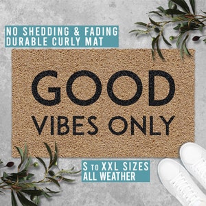 Good Vibes Only Doormat Welcome Mat Funny Door Mat Housewarming Gift All Weather Durable Curly Mat SM0011
