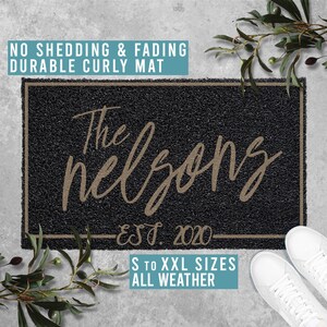 Personalized Family Name Doormat Custom Monogram Welcome Mat Funny Door Mat Housewarming Gift All Weather Durable Curly Mat SM0151