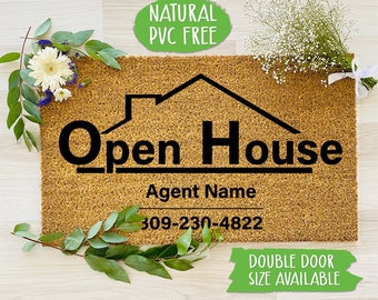 Open House Realtor Doormat Home Listing Welcome Mat House Selling Front Door Mat Real Estate Agent Gift, Custom Doormat CC212