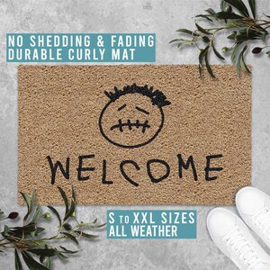 Hype Welcome Doormat Funny Welcome Mat Housewarming Gift All Weather Durable Curly Mat SM0056