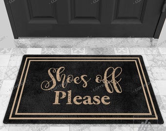 Shoes Off Please Framed Designed Black Indoor Door Mat Welcome Mat  Housewarming Gift DM01-015