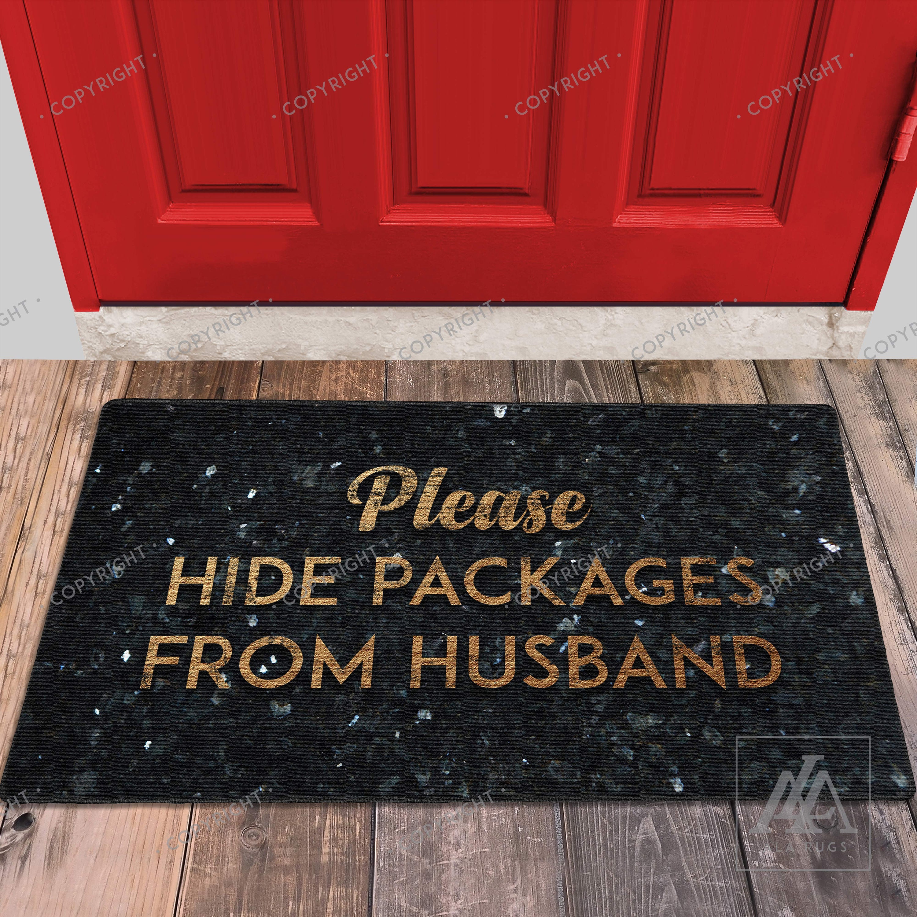 Please Hide Packages From Husband Doormat Granite Look Door Etsy