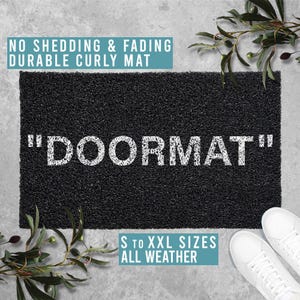 OFF Hype Black White Doormat Welcome Mat Funny Doormat Housewarming Gift All Weather Durable Curly Mat SM0002