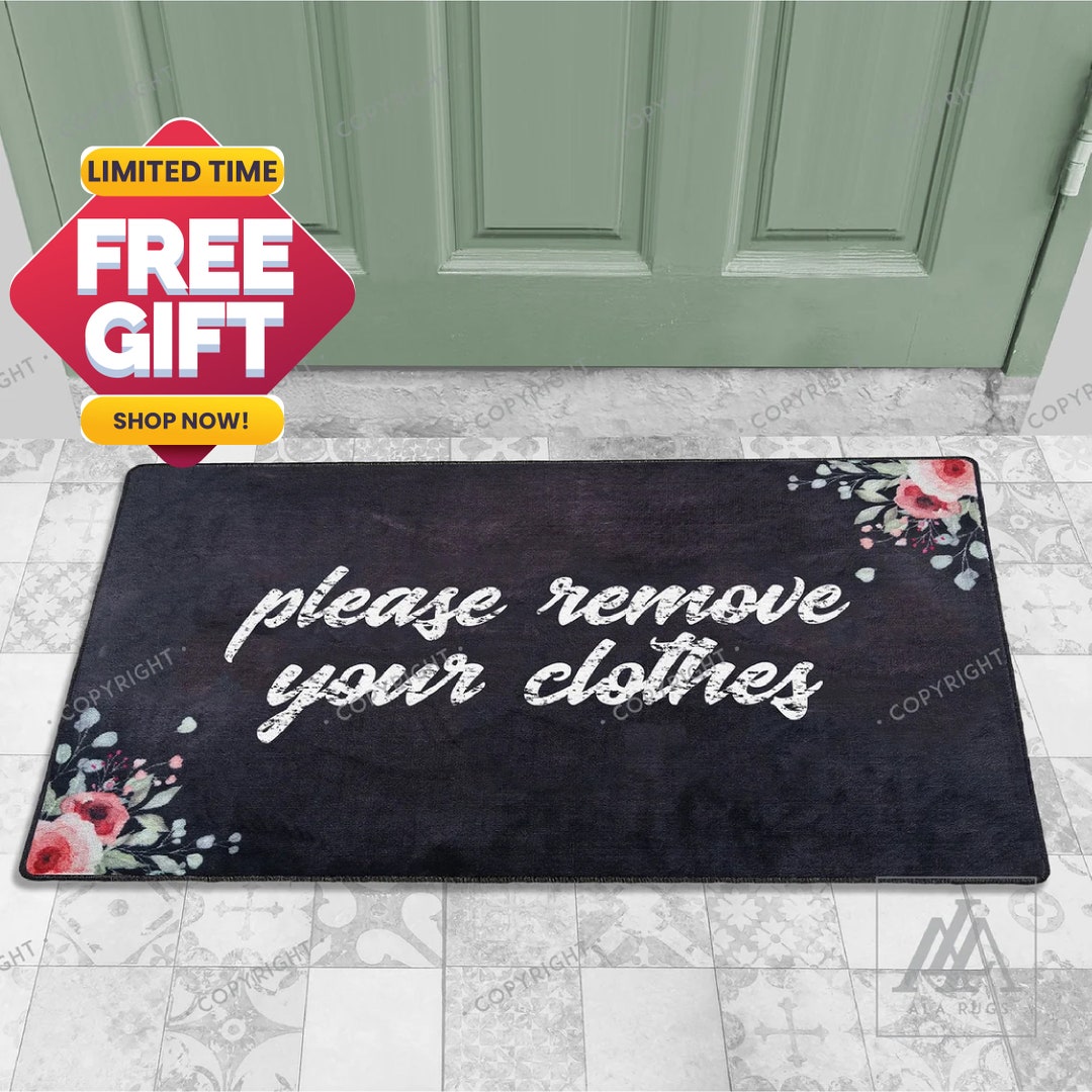 Please remove your clothes floral door mat welcome mat etsy