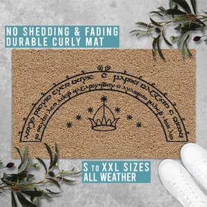 Speak Friend and Enter Doormat Welcome Mat Funny Door Mat Housewarming Gift All Weather Durable Curly Mat SM0041