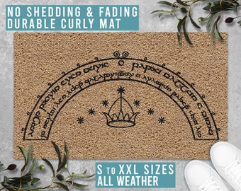 Speak Friend and Enter Doormat Welcome Mat Funny Door Mat Housewarming Gift All Weather Durable Curly Mat SM0041