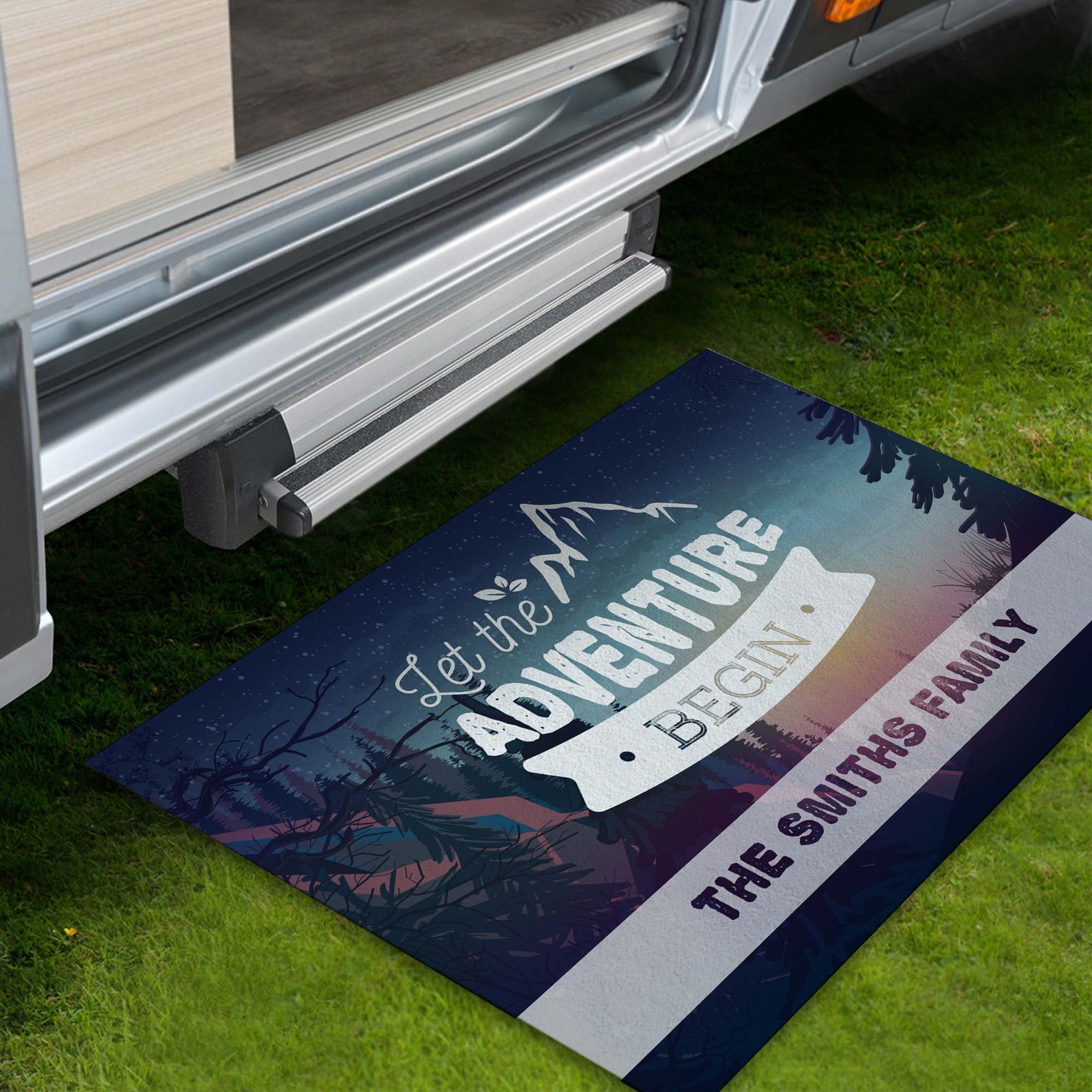 Happy Campers Doormat Camping Mat Camper Family Name Rug Etsy