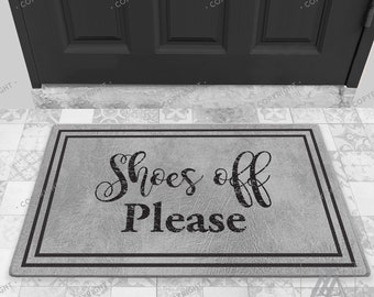 Shoes Off Please Indoor Doormat Framed Designed Gray Door Mat Welcome Mat  Housewarming Gift DM03-015