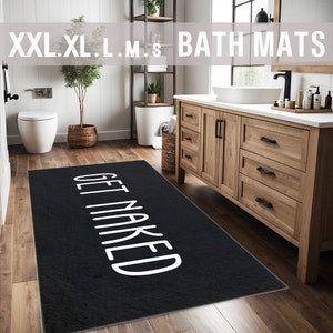 Get Naked Funny Bath Mat Bathroom Rug Bathroom Decor Bath Rug Black White Bath Mat BM011