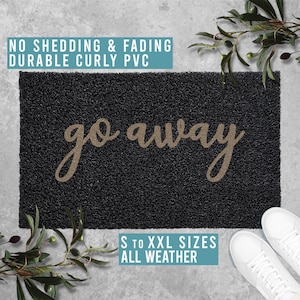 Go Away Doormat Welcome Mat Funny Door Mat Housewarming Gift All Weather Durable Curly Mat SM0179