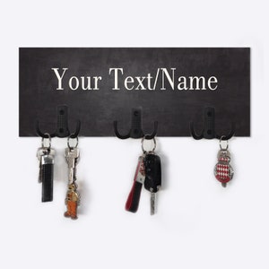 Your Text Name Personalized Wood Key Hanger for Wall Custom Family Name Key Holder Gift for Couples Housewarming Gift New Home Gift KH07