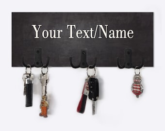 Your Text Name Personalized Wood Key Hanger for Wall Custom Family Name Key Holder Gift for Couples Housewarming Gift New Home Gift KH07