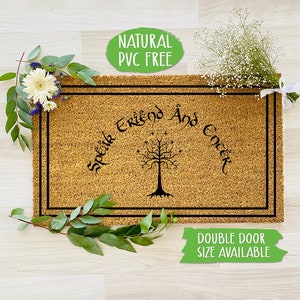 Speak Friend and Enter Doormat, Geek Nerd Funny Doormat, Welcome Mat, Farmhouse Outdoor Rug,Housewarming Gift  CC035