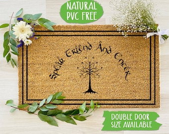 Speak Friend and Enter Doormat, Geek Nerd Funny Doormat, Welcome Mat, Farmhouse Outdoor Rug,Housewarming Gift  CC035