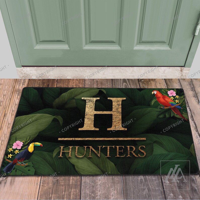 H Surname Est Doormat Tropical Decor Door Mat Welcome Mat Funny Doormats Custom Doormat Housewarming Gift Personalized Door Mat Closing