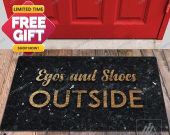 Egos And Shoes Outside Indoor Door Mat, Welcome Mat, Housewarming Gift, Funny Doormat, Door Mat DM06-006